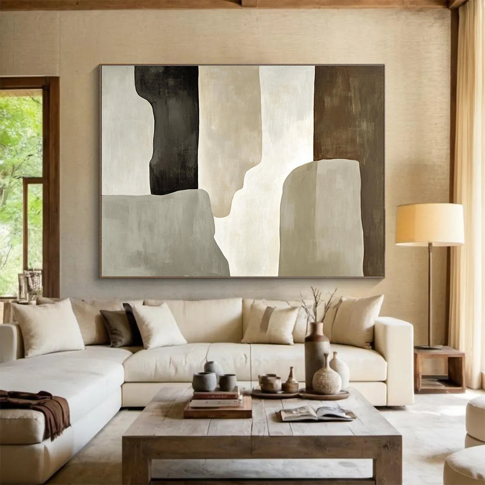 Earth - Toned Abstract Shapes Art for Minimalist Living Room & Modern Office SC280