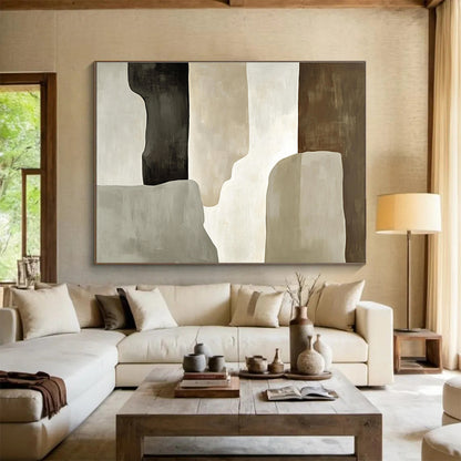 Earth - Toned Abstract Shapes Art for Minimalist Living Room & Modern Office SC280