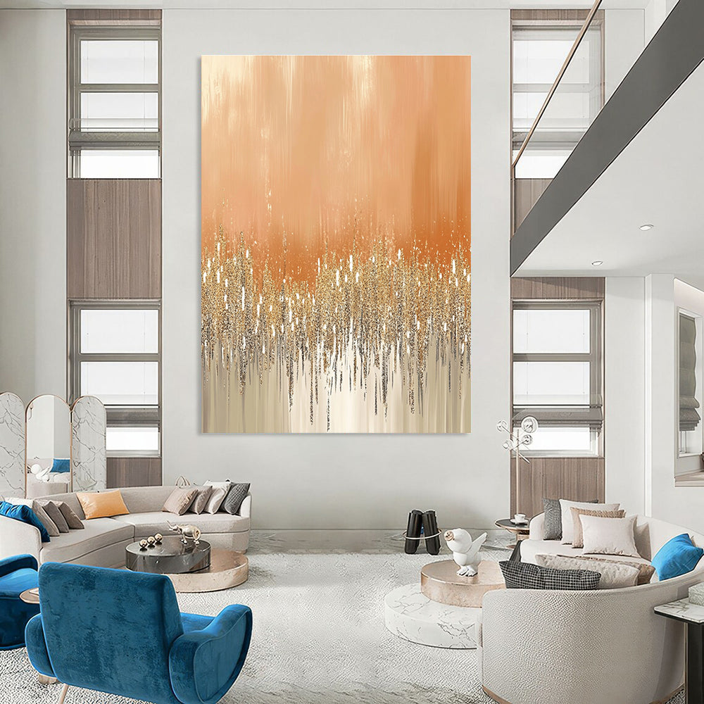 Glittering Orange and Gold for Luxury Hotel Lobby & Glamorous Home Entrance STSC980