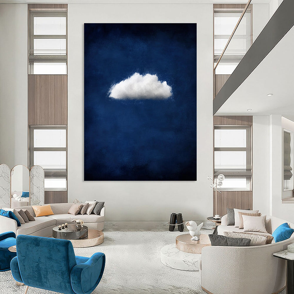 Single White Cloud on Blue 2 Art for Coastal Café & Modern Beach House STSC1404