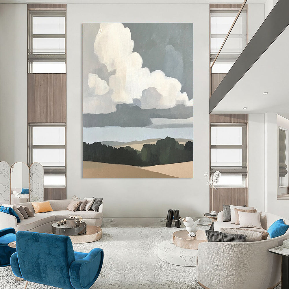 Minimalist Cloudscape Art for Modern Home Office & Serene Bedroom STSC1390