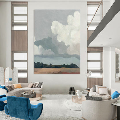Cloudy Field Landscape Art for Countryside Home Living Room & Nature - Themed Café Thatch DLZ2130