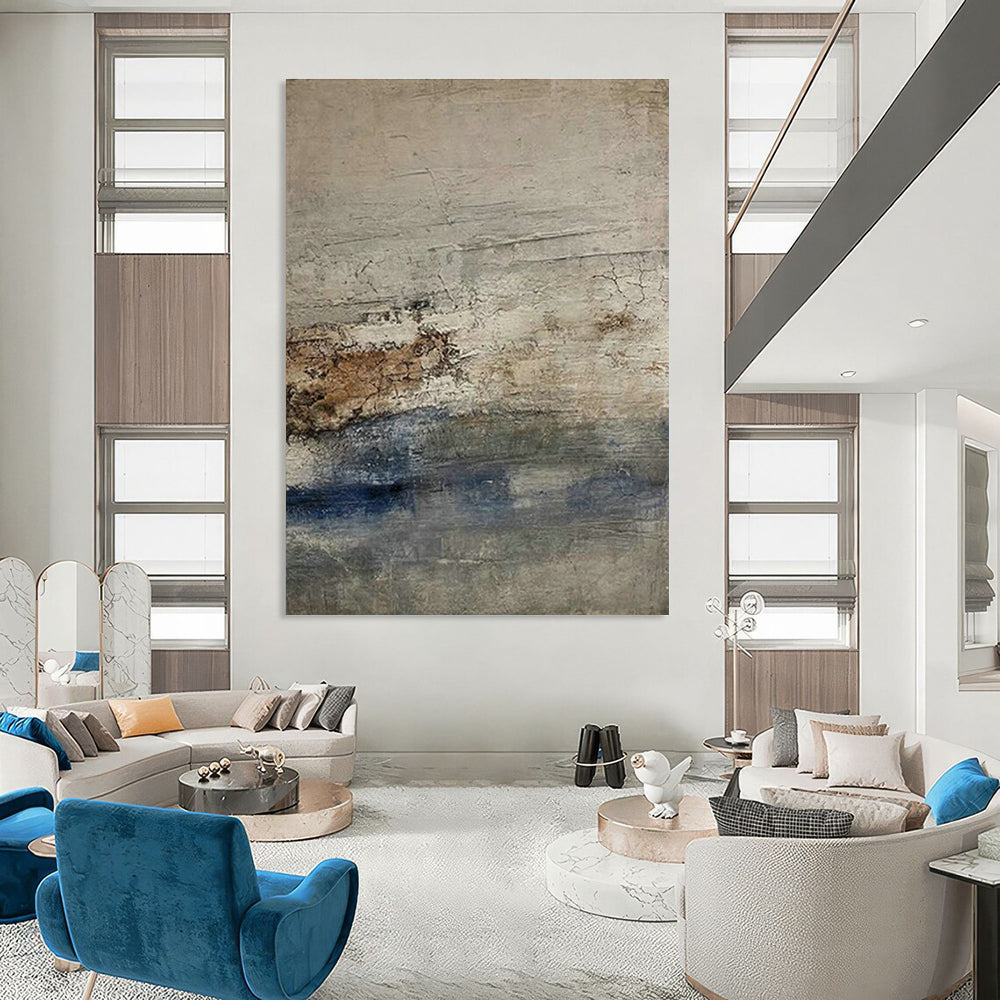Gray - Blue Abstract Art for Coastal Home Bedroom Accents DLZ0211