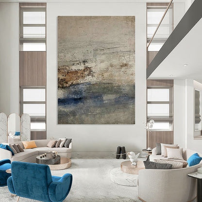 Gray - Blue Abstract Art for Coastal Home Bedroom Accents DLZ0211