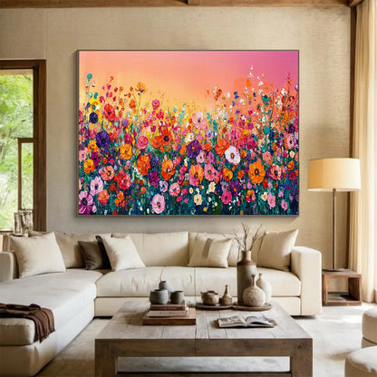 Vibrant Flower Field Art for Cheerful Sunroom Ambiance DLZ3064