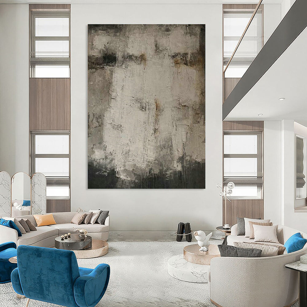 Gray - White Abstract Art for Modern Art Gallery Silent Viewing Areas DLZ0208