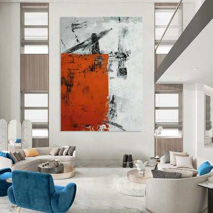 Orange - Grey Abstract Art for Living Room & Office DLZ0512