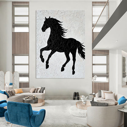 Black Horse Silhouette for Modern Minimalist Home & Equestrian - Themed Art Gallery STSC917