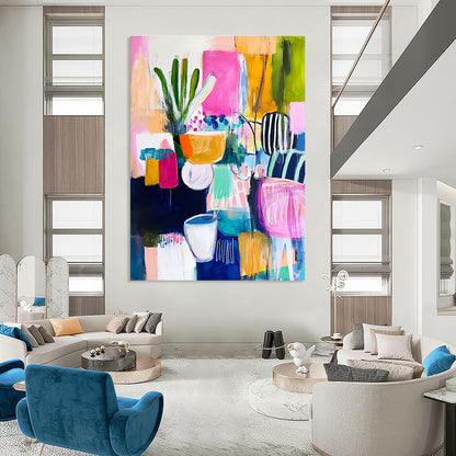 Abstract Still Life with Plants for Eclectic Dining Room & Artistic Home Office STSC1223
