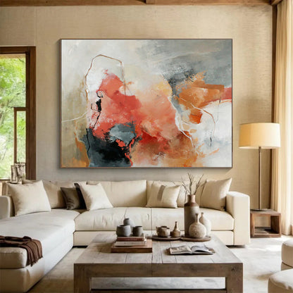 Red - Orange Abstract Art for Vibrant Event Venue DLZ2899