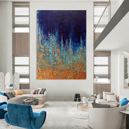 Blue - Orange Abstract Art for Lakeside Cabin Porch Areas DLZ0054