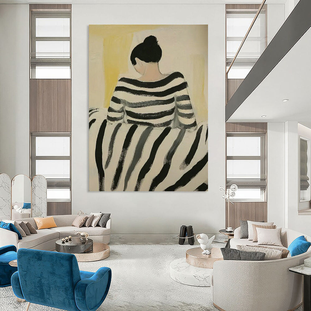 Back View of Striped - Top Figure Art for Coastal Cottage & Nautical - Themed Office DLZ0693