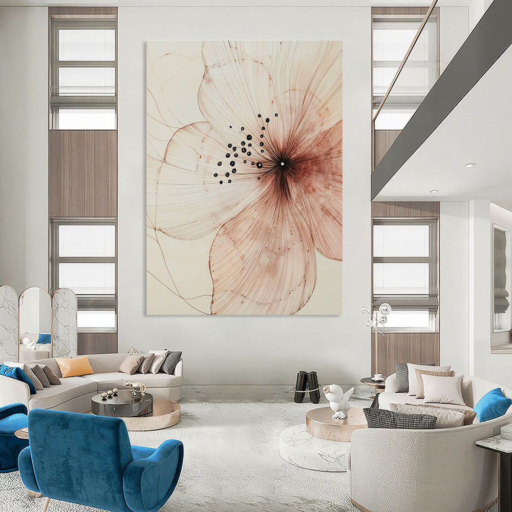 Delicate Flower Drawing for Botanical Illustration Studio & Minimalist Home Bedroom STSC948