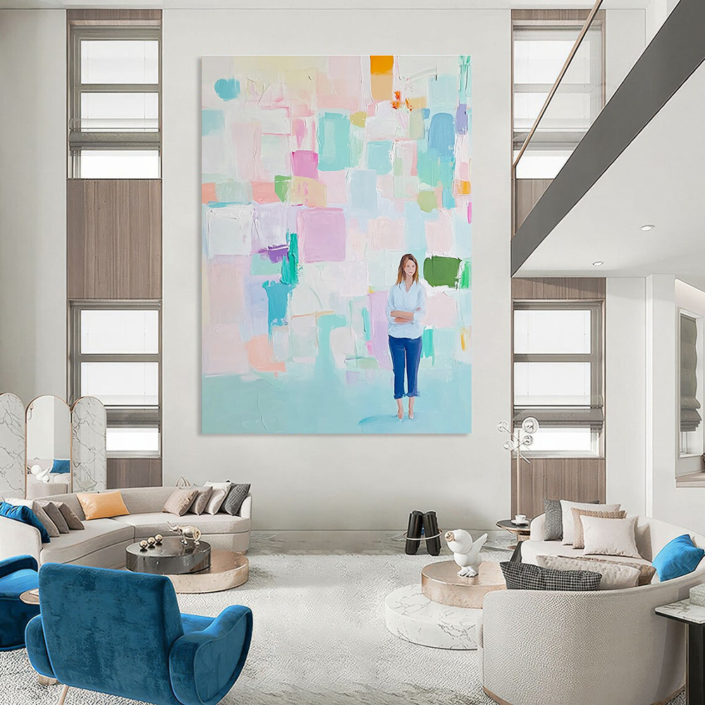 Colorful Abstract with Figure for Art - Inspired Living Room & Creative Studio STSC447