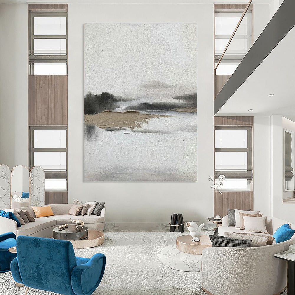 Misty Landscape Abstract Art for Luxury Spa & Meditation Space DLZ2372