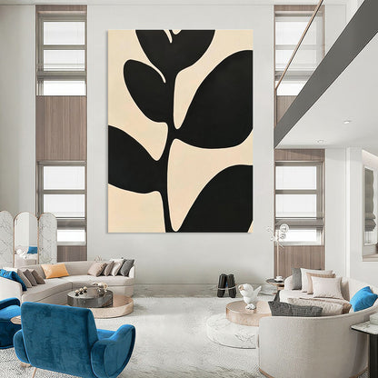 Black Leaf Silhouette Art for Minimalist Living Room & Botanical Spa STSC1080
