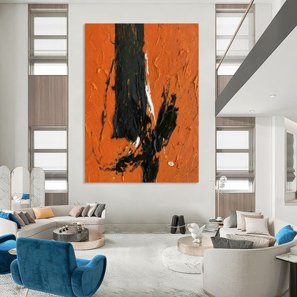 Bold Orange - Black Abstract Art for Industrial Loft & Art - Forward Bar DLZ1445