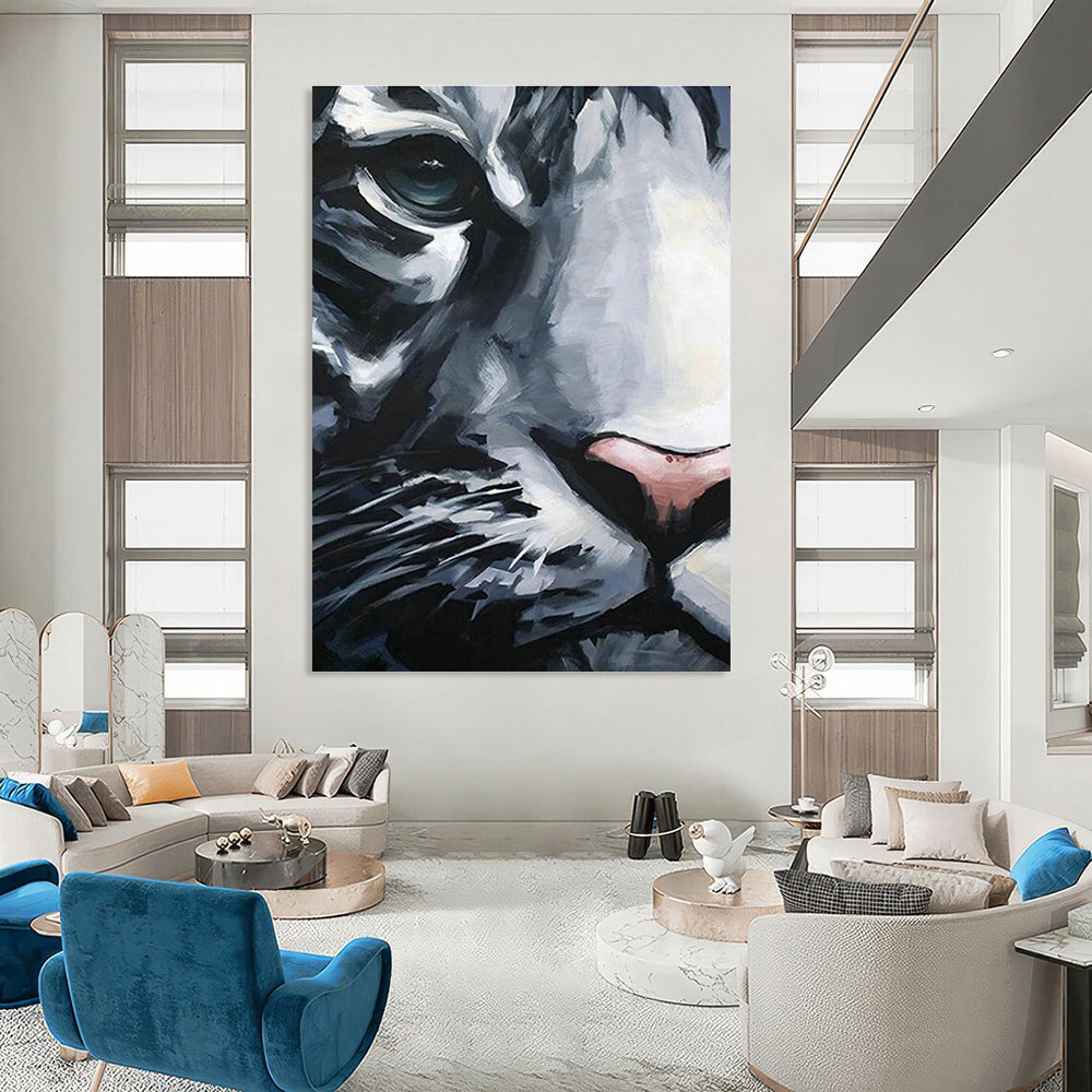 Close - up Tiger Face Art for Wildlife - Themed Library & Bold Home Office DLZ2154