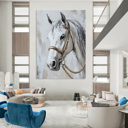 White Horse Portrait for Equestrian - Themed Home Office & Classic Art Gallery STSC959