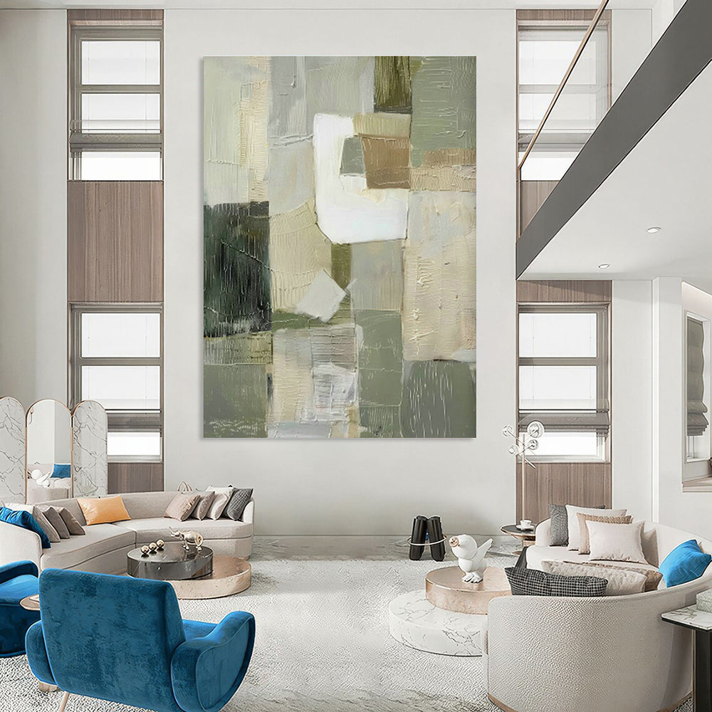 Gray - White Abstract Blocks Art for Modern Office & Contemporary Art Gallery DLZ0708