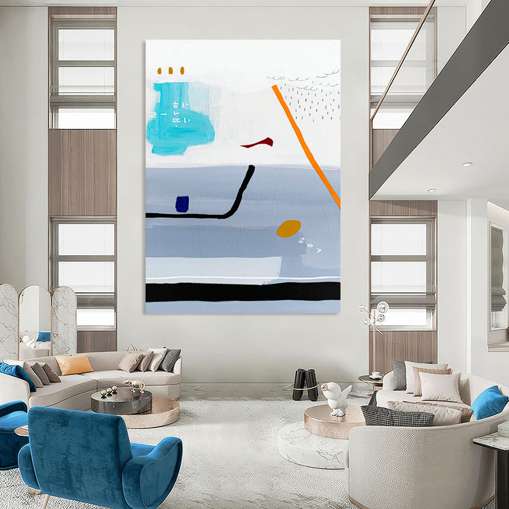 Light Blue Color Abstract Art for Coastal - Themed Restaurant & Home Balcony DLZ1105