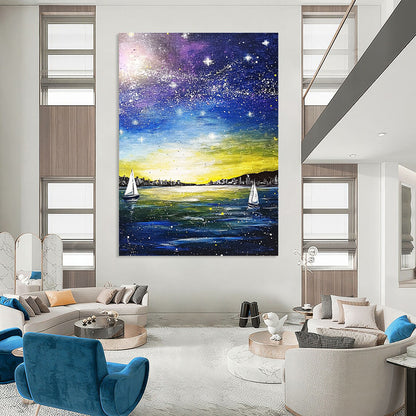 Starry Night Sea View for Coastal Home Office & Relaxation Lounge STSC848