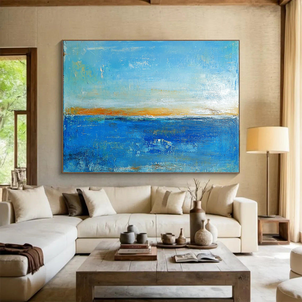 Blue - Orange Sea Abstract Art for Seaside Resort & Meditation Space SC034