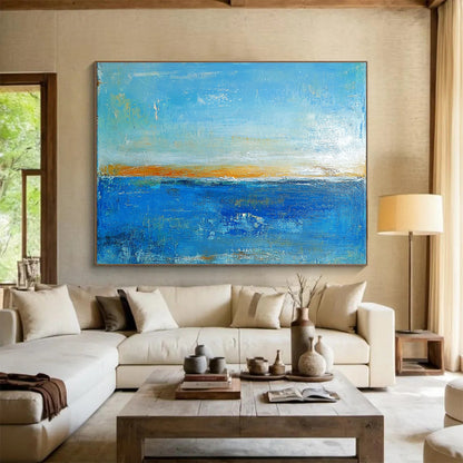 Blue - Orange Sea Abstract Art for Seaside Resort & Meditation Space SC034