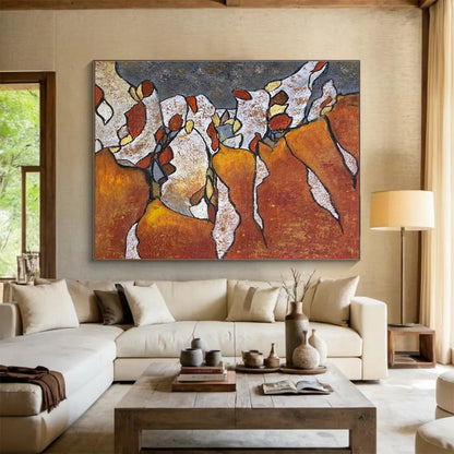 Orange - White Textured Art: Liven Up Your Corridor with Vibrant Energy DLZ2389