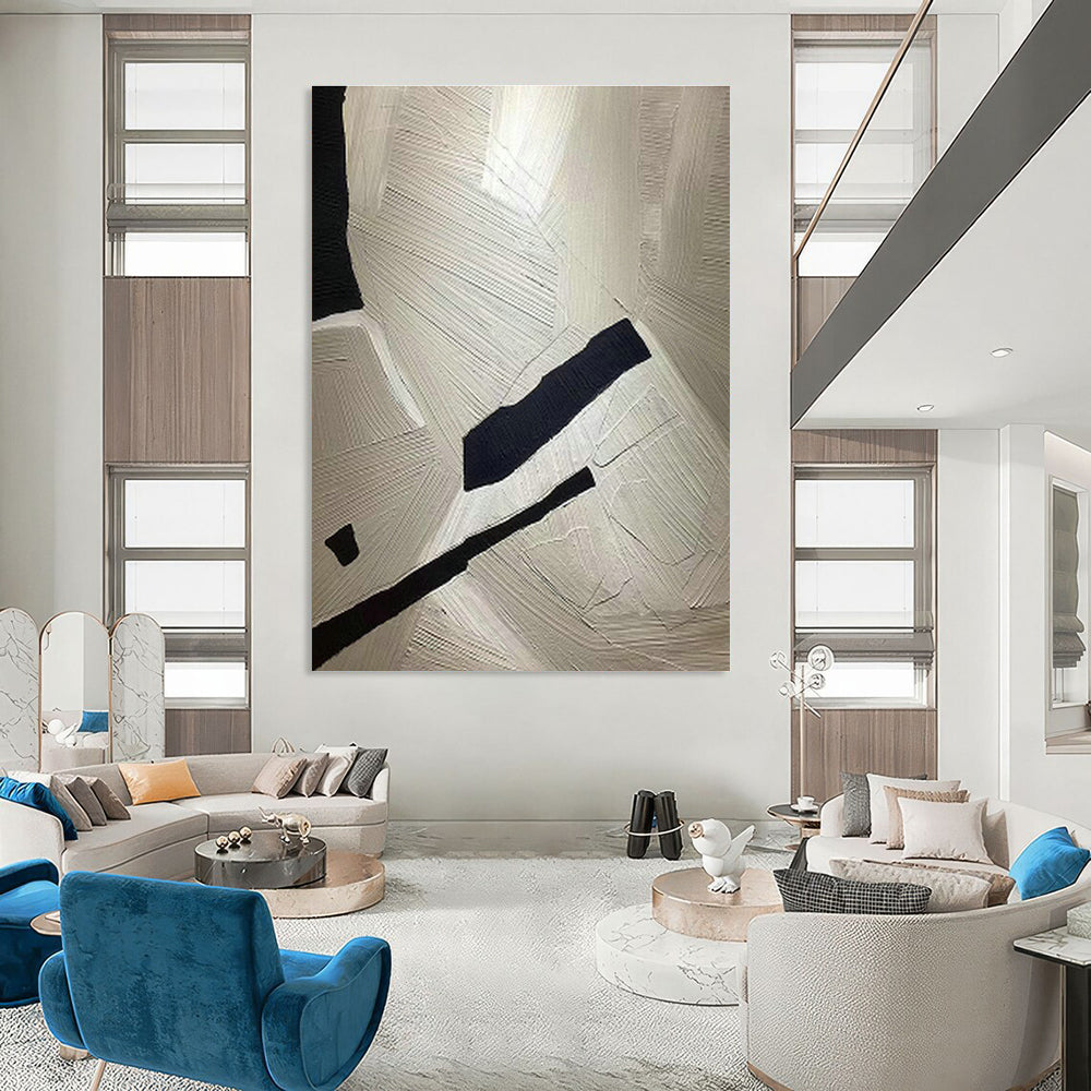 Black - White Textured Abstract Art for Industrial Loft & Art Studio DLZ1248