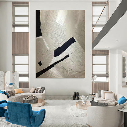 Black - White Textured Abstract Art for Industrial Loft & Art Studio DLZ1248