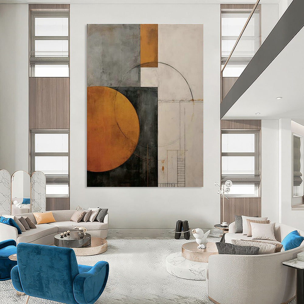 Geometric Abstract in Earth Tones for Industrial - Style Home & Minimalist Art Gallery DLZ2121