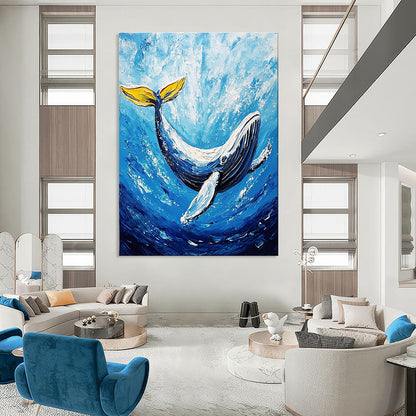 Blue Whale in Ocean Art for Coastal Home Playroom & Marine Biology Classroom STSC1052