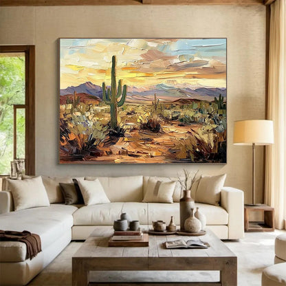 Desert Cactus Sunset Art for Southwest - Themed Hotel Lobby Displays DLZ3192