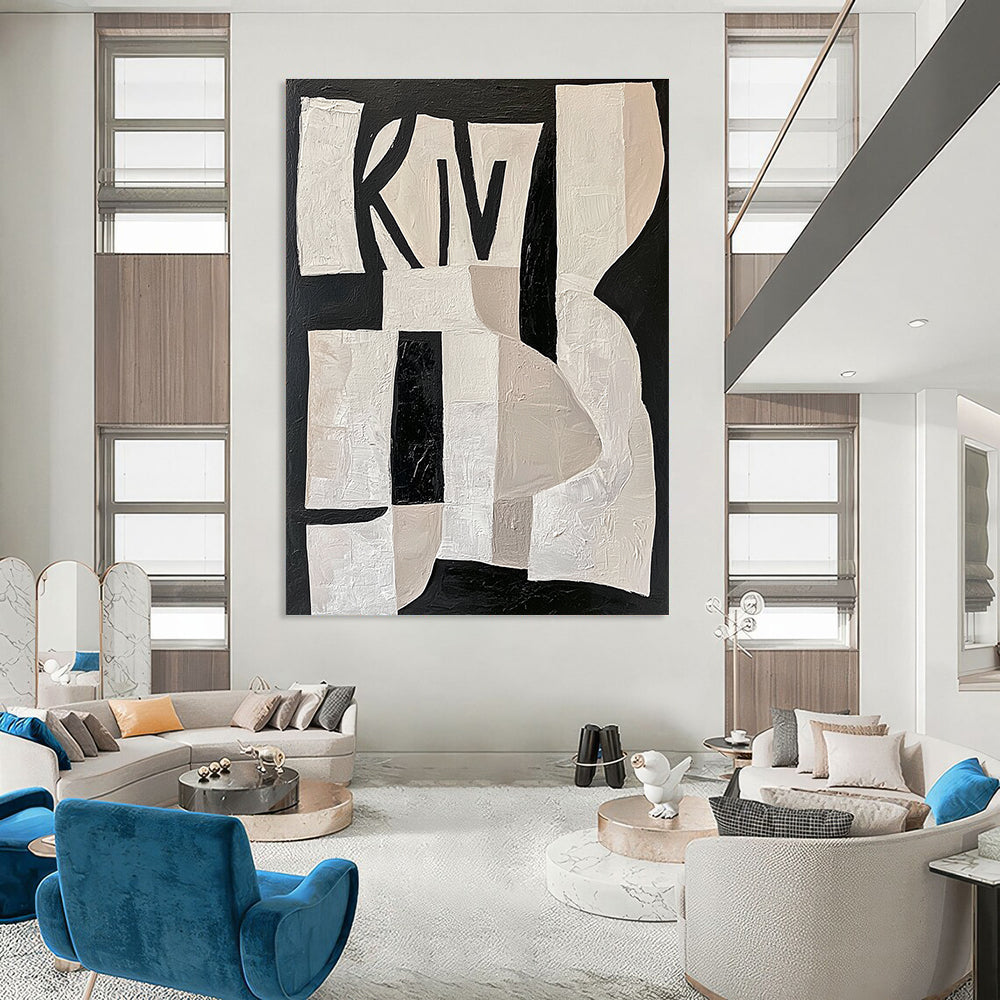 Black and White Collage - like Abstract for Avant - Garde Home & Art - Centric Library STSC313