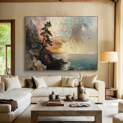Coastal Lone Pine Landscape Art for Nautical - Themed Study DLZ2847