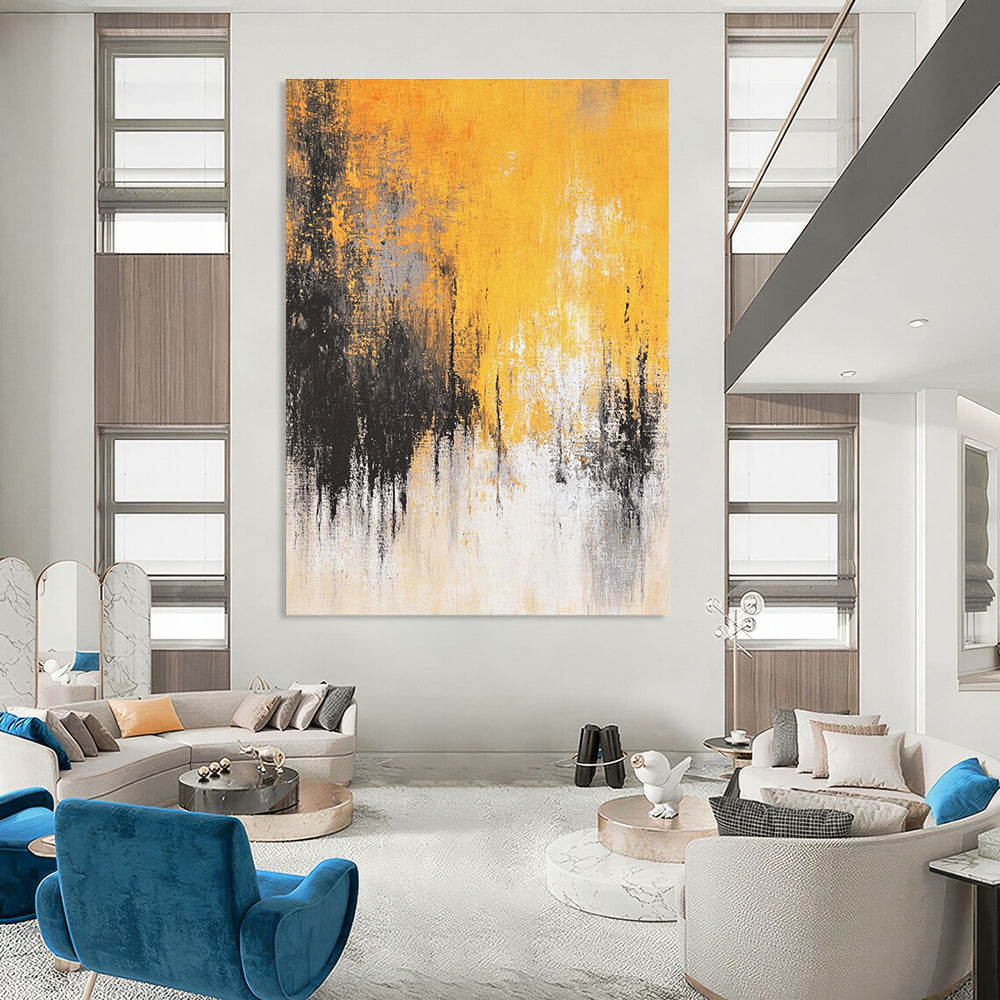 Yellow & Black Abstract Art for Kitchen & Sunroom STSC728