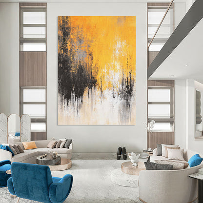 Yellow & Black Abstract Art for Kitchen & Sunroom STSC728