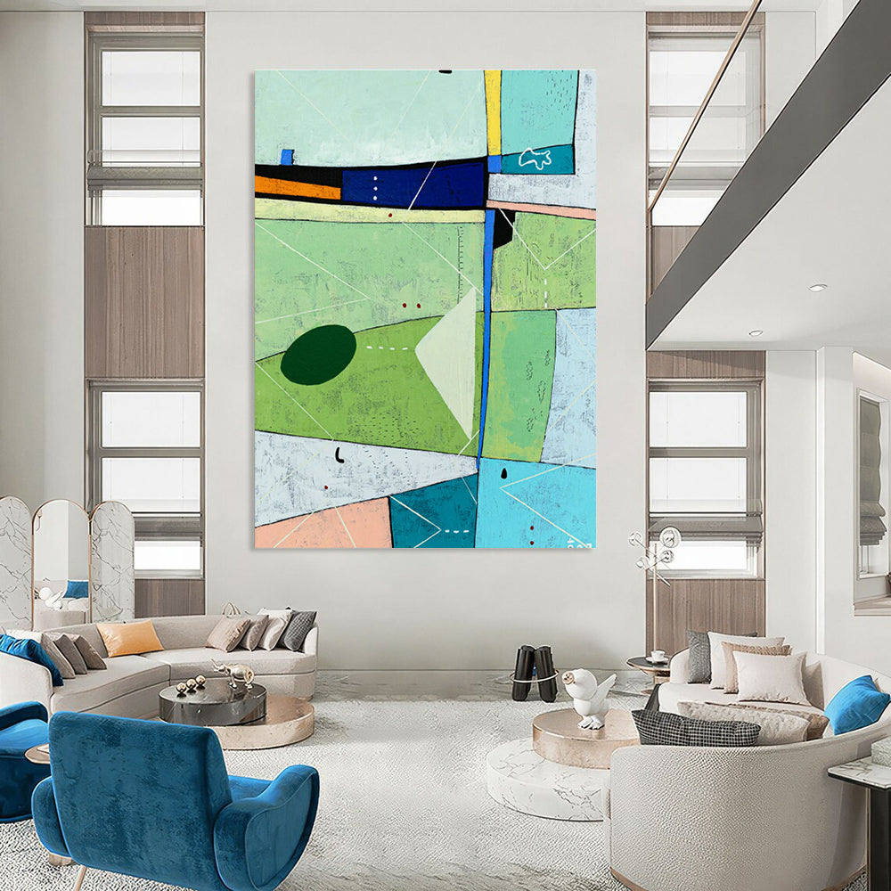 Colorful Geometric Abstract Art for Creative Café & Home Living Room DLZ1111
