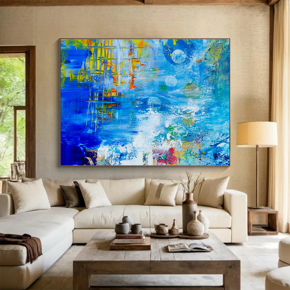Blue - Toned Colorful Abstract Art for Vibrant Living Room DLZ2823