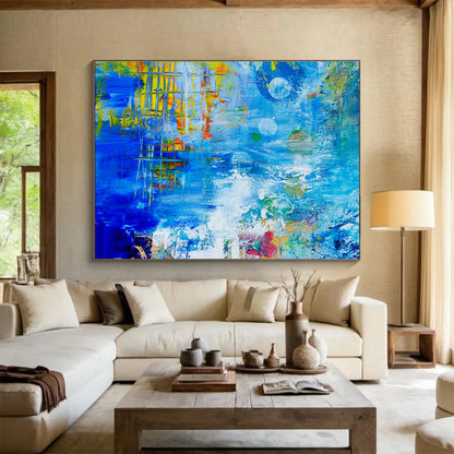 Blue - Toned Colorful Abstract Art for Vibrant Living Room DLZ2823