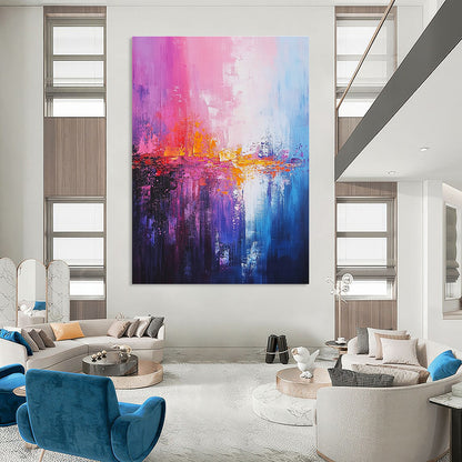 Vibrant Pink and Blue Abstract for Bohemian Living Room & Creative Studio STSC344