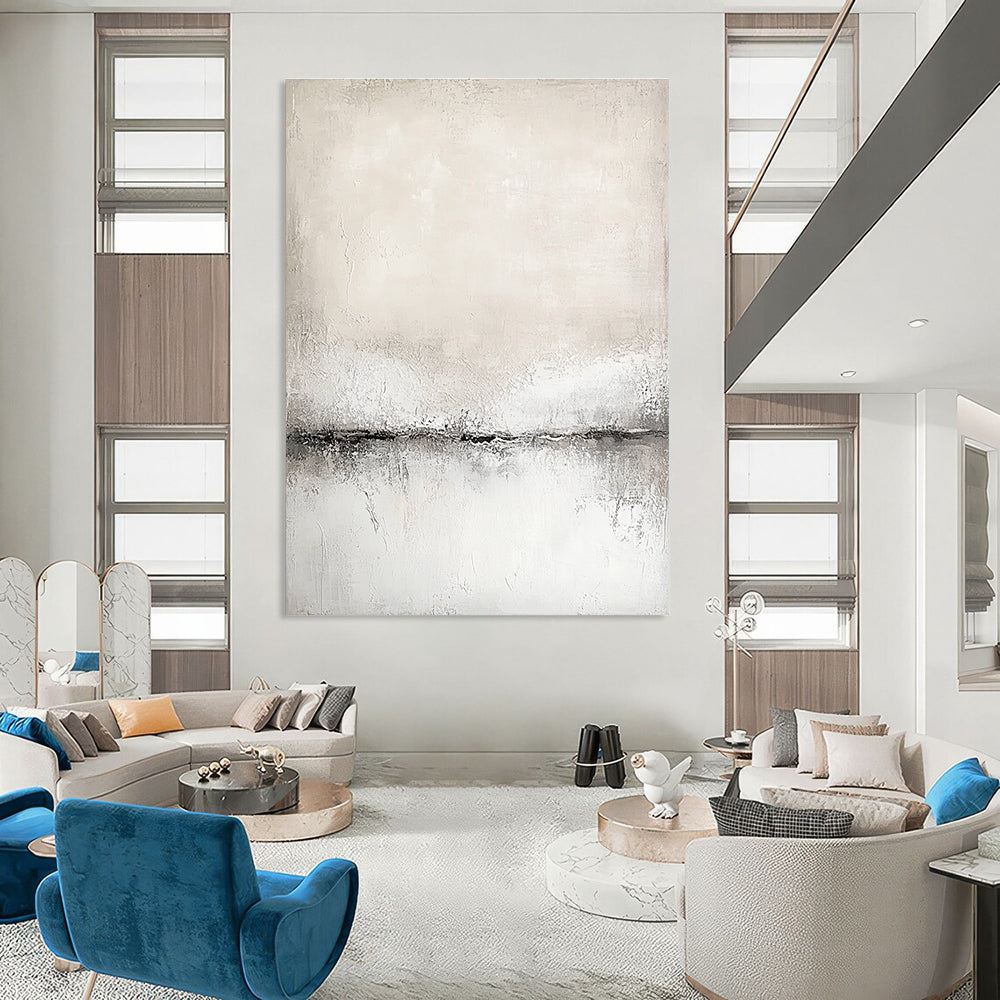 Light Textured Horizon Art for Scandinavian - Style Home & Yoga Studio STSC128