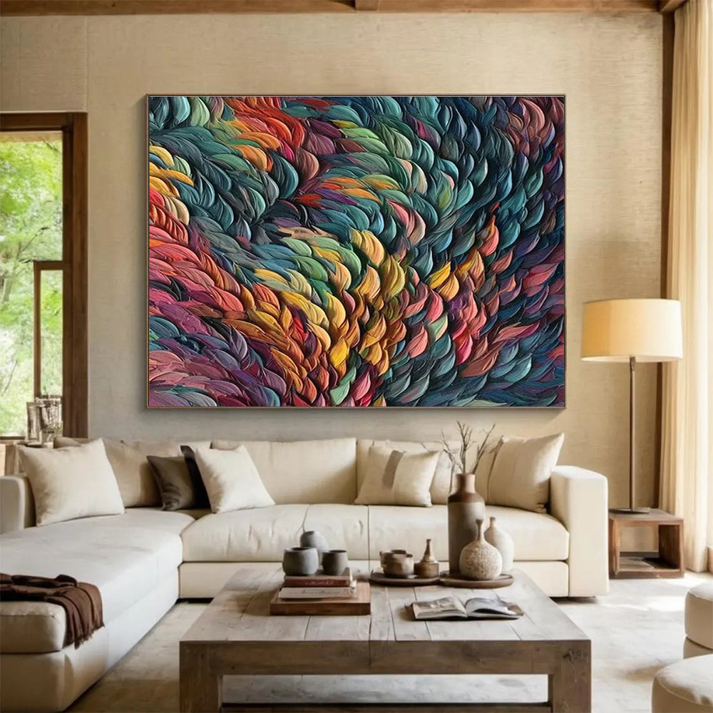 Colorful Feather - Like Abstract Art for Fashion Showroom Display Walls DLZ3241