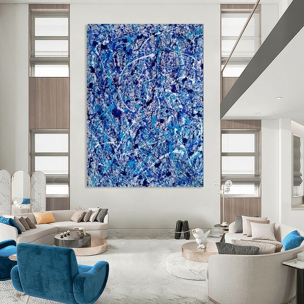 Blue Splash Abstract Art for Modern Office Lobby & Art - Inspired Café DLZ2260