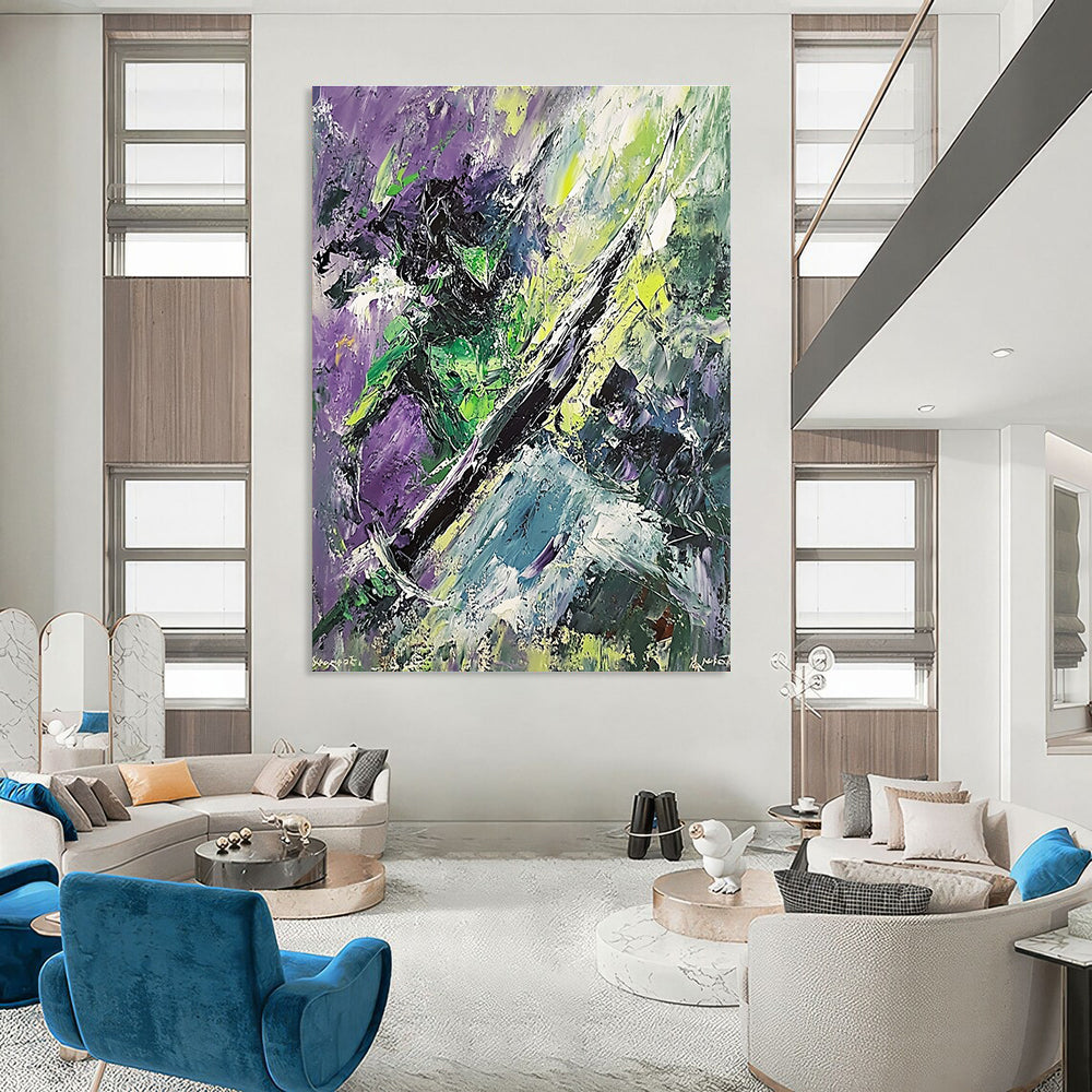 Abstract Green and Purple for Modern Art Studio & Bohemian Living Room STSC881