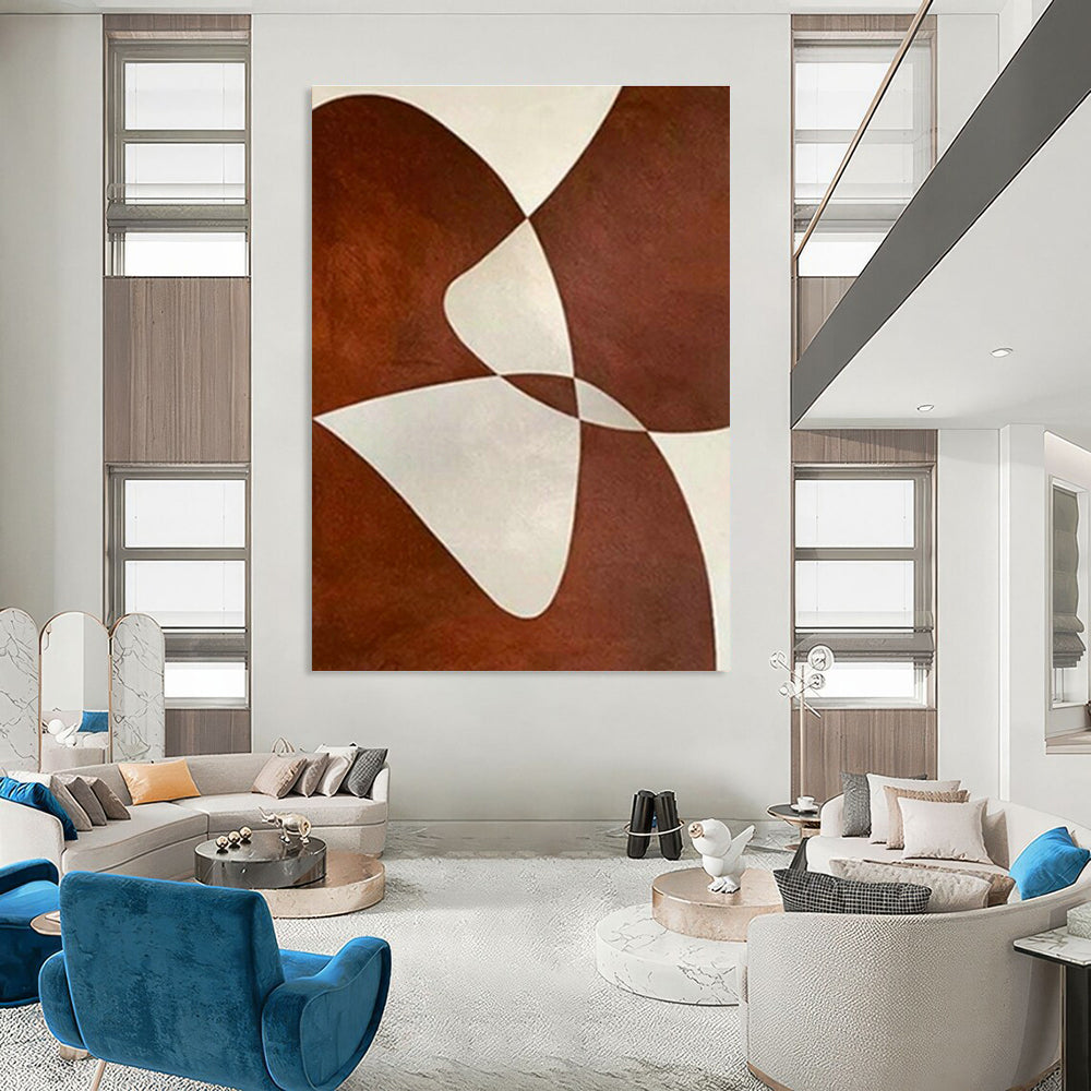 Geometric Brown - White Art for Modern Living Room & Office Reception DLZ2018