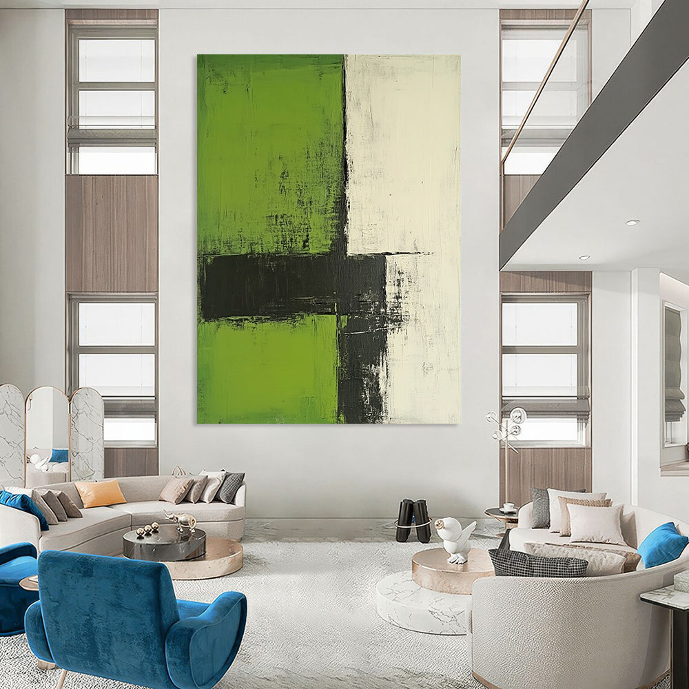 Green and Black Geometric Abstract for Minimalist Home Office & Contemporary Art Space STSC422