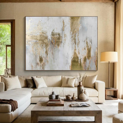 Gold - White Abstract Texture Art for Luxury Hotel Suite DLZ2905