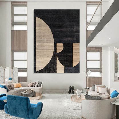 Geometric Black and Beige for Contemporary Art Space & Modern Minimalist Home STSC1169